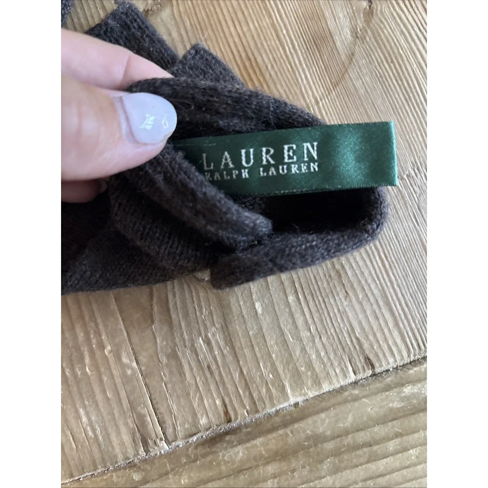 Lauren Ralph Lauren Women's Merino Wool Blend Fingerless Gloves One Size Brown
